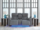 Studio Cave Steel Power Reclining Loveseat with Console from Ashley - Luna Furniture