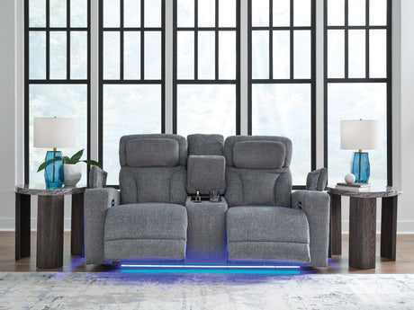 Studio Cave Steel Power Reclining Loveseat with Console from Ashley - Luna Furniture