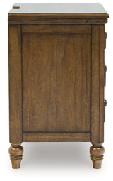 Sturlayne Queen Upholstered Panel Bed with Mirrored Dresser, Chest and 2 Nightstands in Brown from Ashley - Luna Furniture
