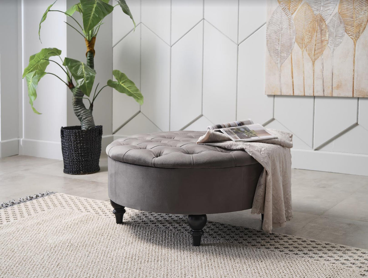 Suave Vika Grey Storage Ottoman from Bellona - Luna Furniture
