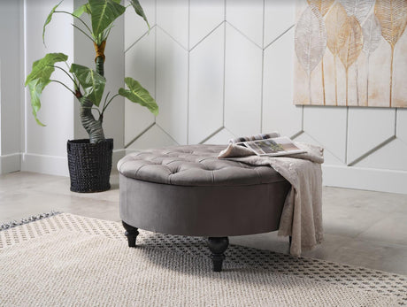 Suave Vika Grey Storage Ottoman from Bellona - Luna Furniture