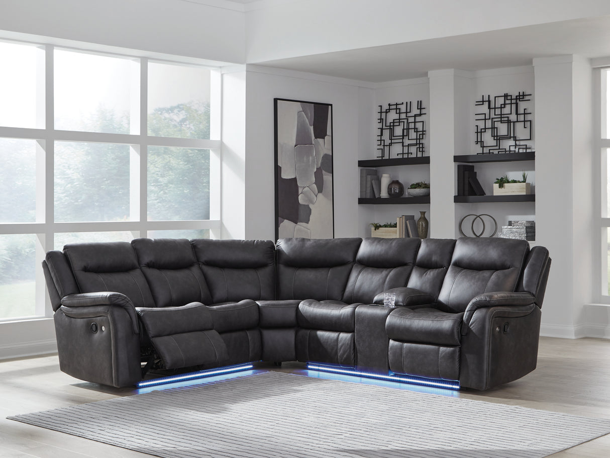 Sultan Meadow Carbon 2-Piece Reclining Sectional from Ashley - Luna Furniture