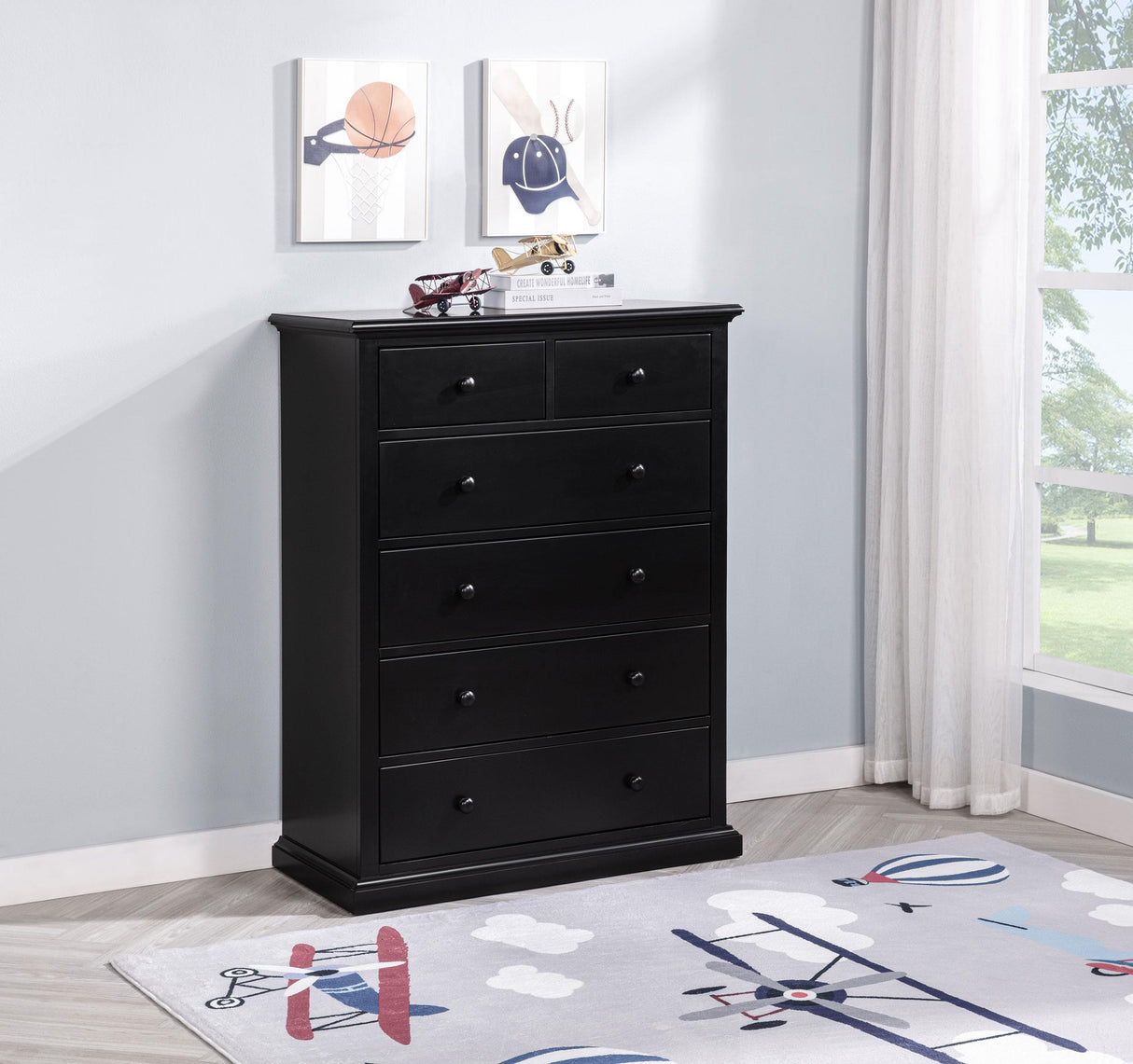 Sumerlin Black 6-Drawer Bedroom Chest from Coaster - Luna Furniture