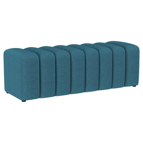 Summer Upholstered Channel Tufted Accent Bench Peacock Blue - 910293