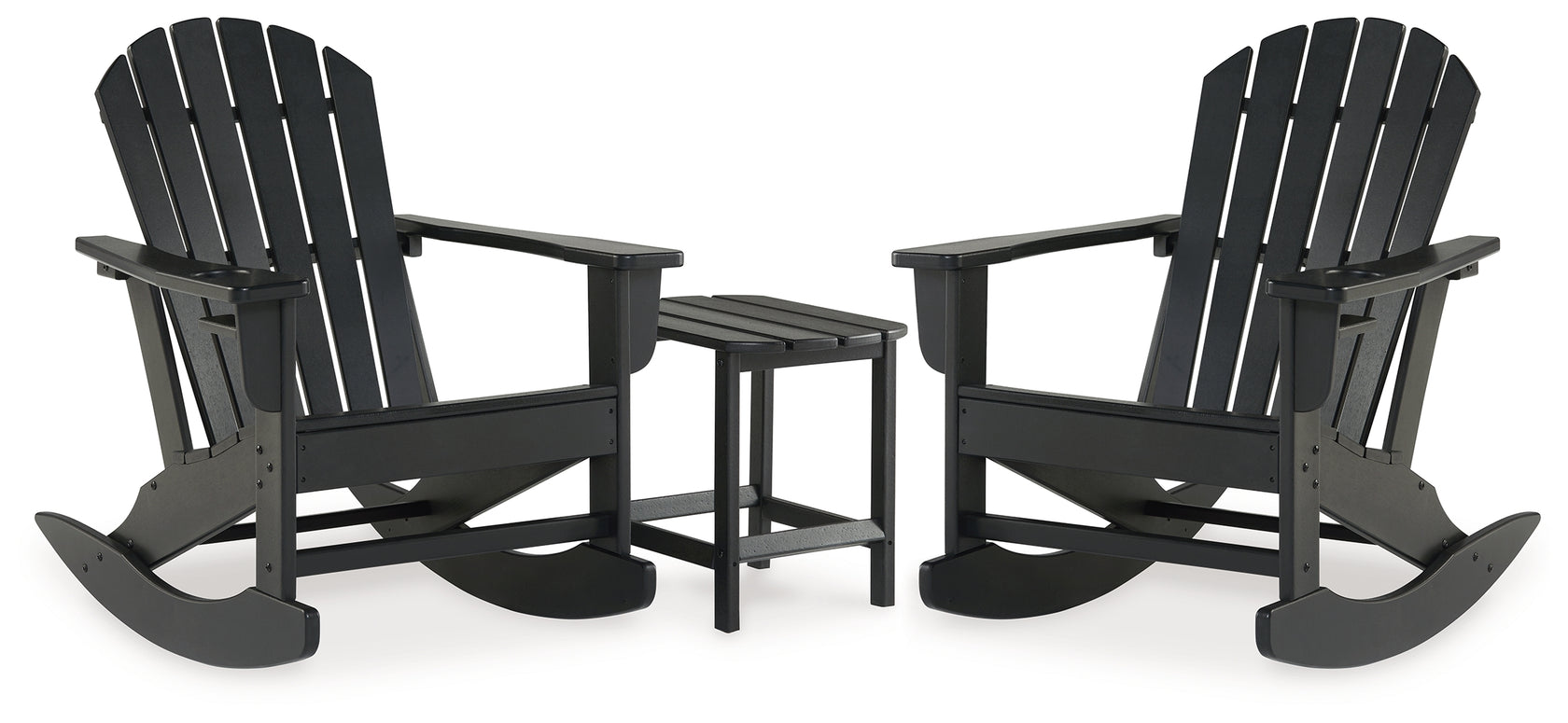 Sundown Treasure 2 Outdoor Chairs with End Table in Black from Ashley - Luna Furniture