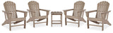 Sundown Treasure Driftwood 4 Adirondack Chairs and Outdoor End Table from Ashley - Luna Furniture
