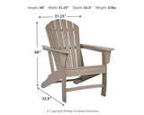 Sundown Treasure Driftwood 4 Adirondack Chairs and Outdoor End Table from Ashley - Luna Furniture