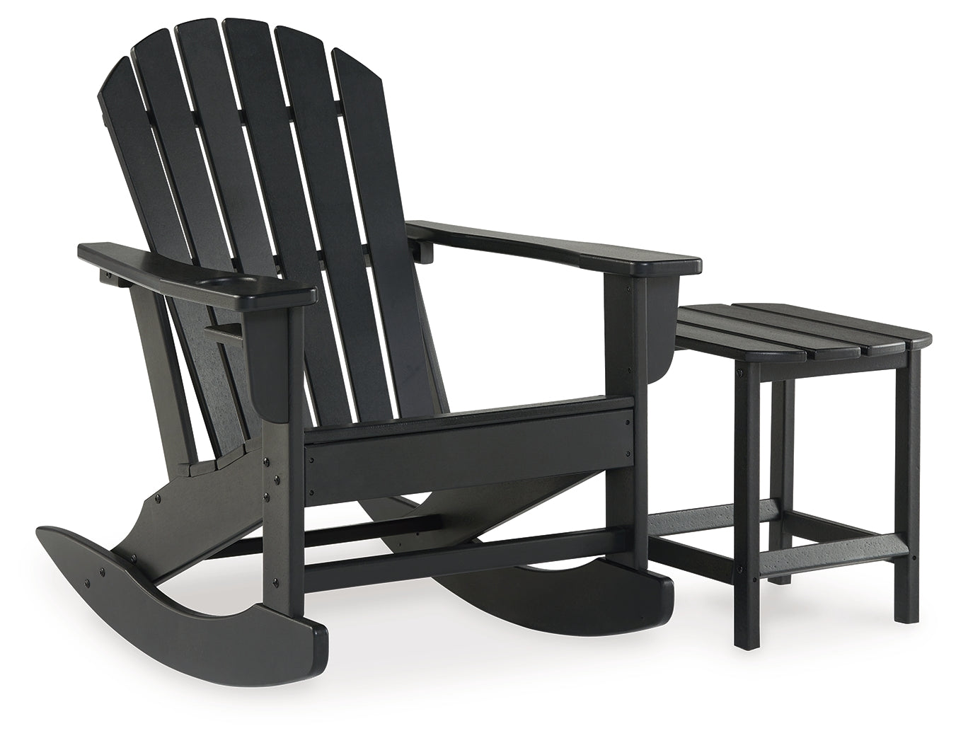Sundown Treasure Outdoor Chair with End Table in Black from Ashley - Luna Furniture