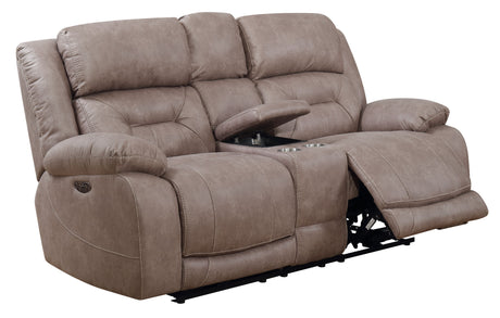 Aria Desert Sand Dual-Power Reclining Console Loveseat from Steve Silver - Luna Furniture