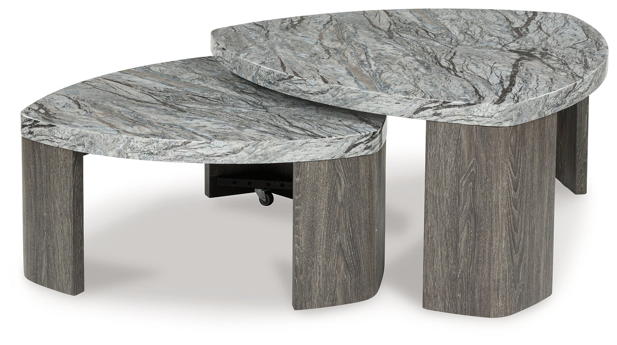 Surmour Gray/Brown Stacked Coffee Table from Ashley - Luna Furniture