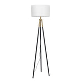 Sway Brassed Gold Floor Lamp with On/Off Switch Triple Legs White Fabric Shade from Ashcroft Furniture - Luna Furniture