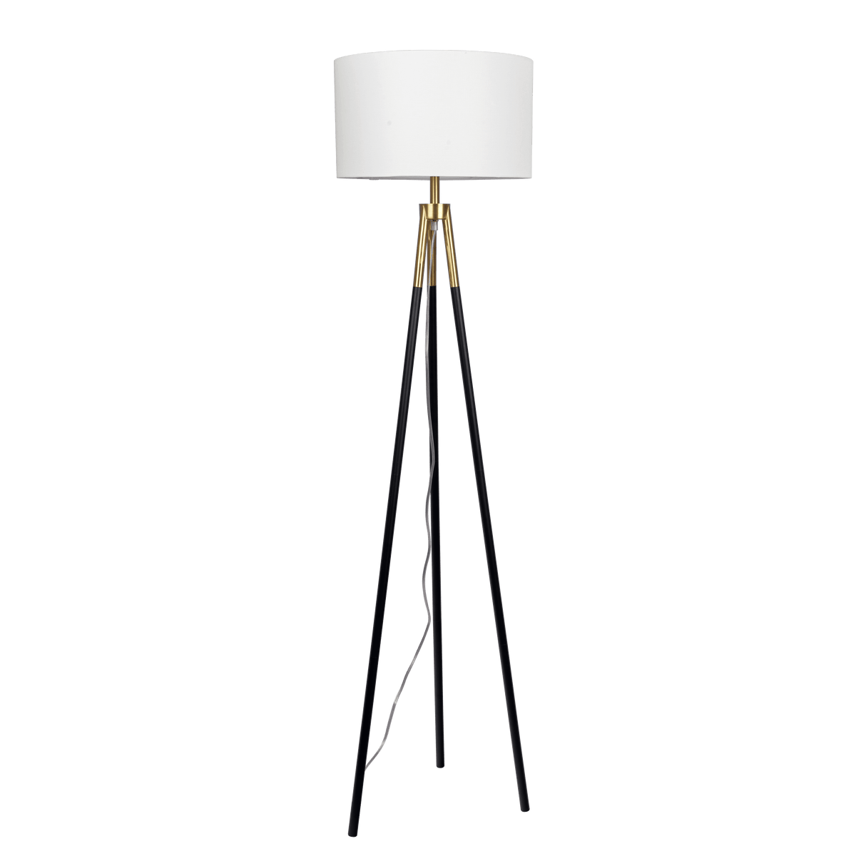 Sway Brassed Gold Floor Lamp with On/Off Switch Triple Legs White Fabric Shade from Midinmod - Luna Furniture