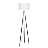 Sway Brassed Gold Floor Lamp with On/Off Switch Triple Legs White Fabric Shade from Midinmod - Luna Furniture