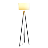 Sway Brassed Gold Floor Lamp with On/Off Switch Triple Legs White Fabric Shade from Midinmod - Luna Furniture