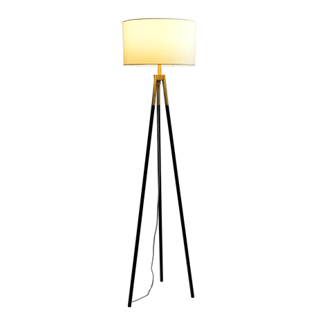 Sway Brassed Gold Floor Lamp with On/Off Switch Triple Legs White Fabric Shade from Midinmod - Luna Furniture