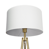 Sway Brassed Gold Floor Lamp with On/Off Switch Triple Legs White Fabric Shade from Midinmod - Luna Furniture