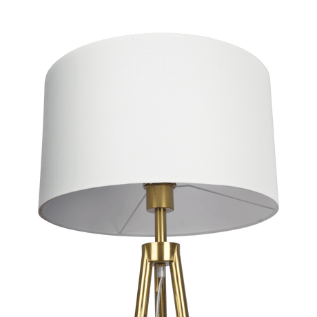 Sway Brassed Gold Floor Lamp with On/Off Switch Triple Legs White Fabric Shade from Midinmod - Luna Furniture