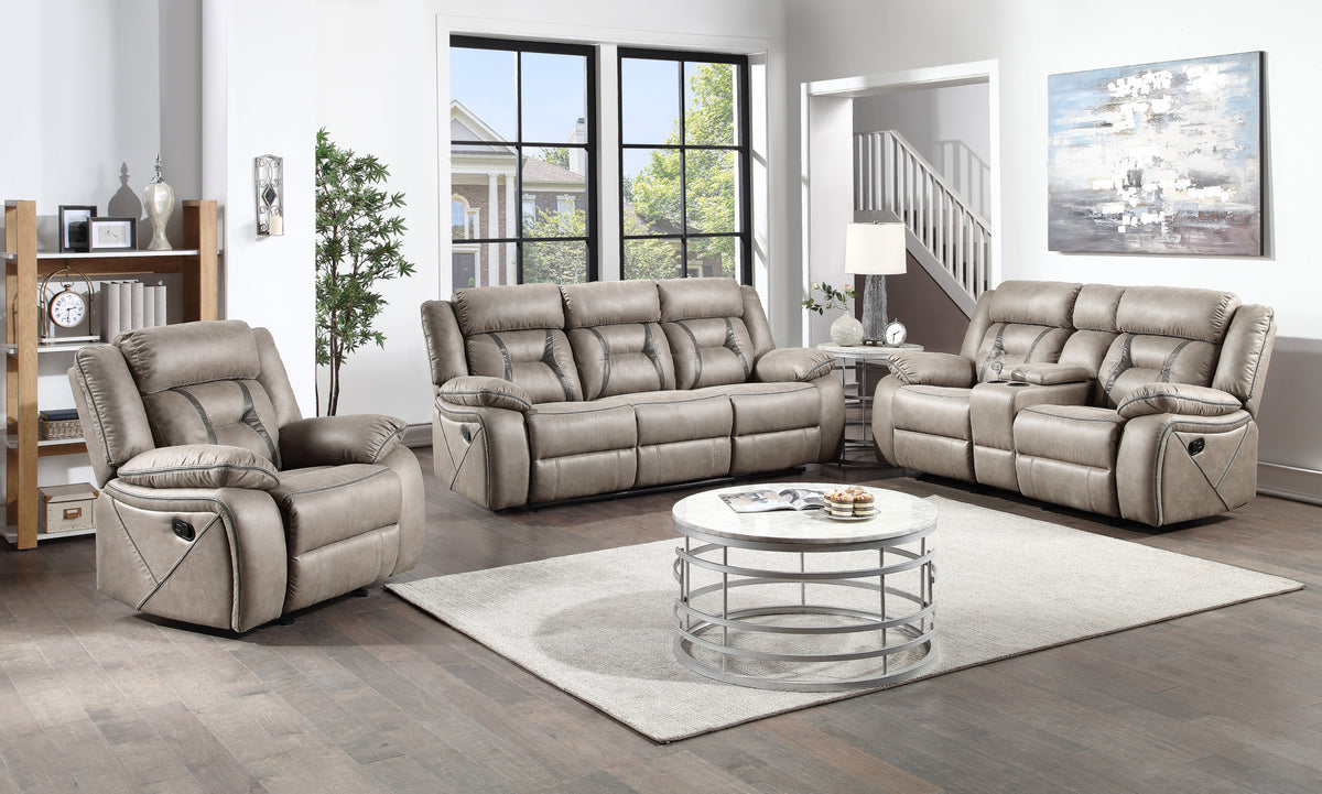 Tyson Gray Recliner Sofa with Drop Down Table and Power Strip from Steve Silver - Luna Furniture