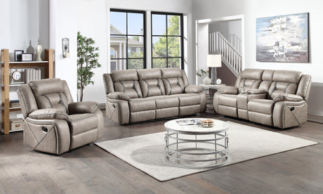 Tyson Gray Recliner Sofa w/Drop Down Table and Power Strip from Steve Silver - Luna Furniture