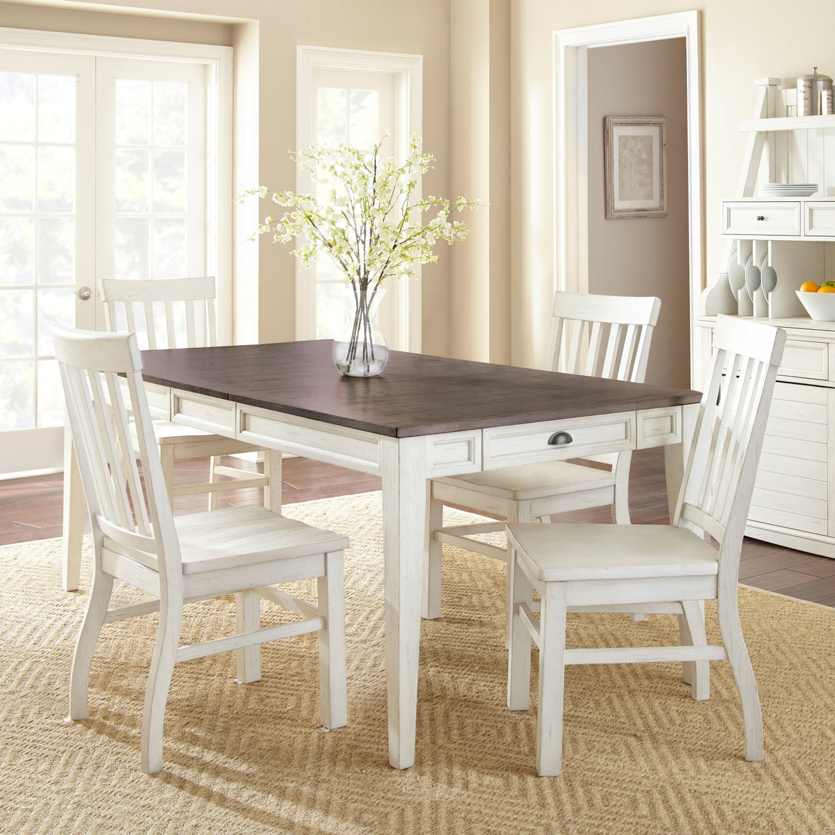 Cayla Dark Oak/White Extendable Dining Table