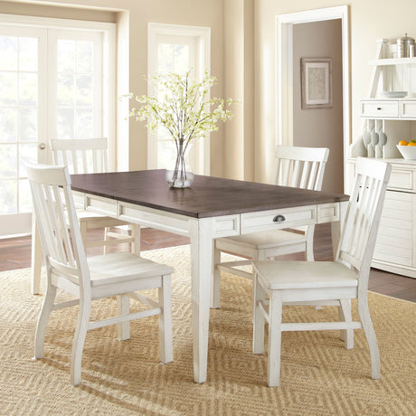 Cayla White 5-Piece Dining Table Set with White Chairs from Steve Silver - Luna Furniture