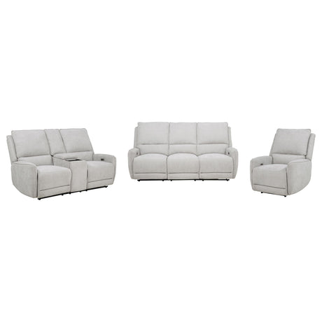 Sylmar Dove Gray 3-Piece Chenille Power Reclining Living Room Set from Coaster - Luna Furniture