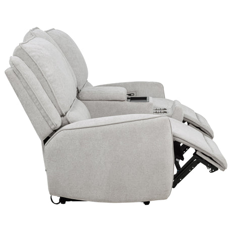 Sylmar Gray Chenille Upholstered Power Reclining Loveseat from Coaster - Luna Furniture