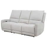 Sylmar Dove Gray Chenille Upholstered Power Reclining Sofa from Coaster - Luna Furniture