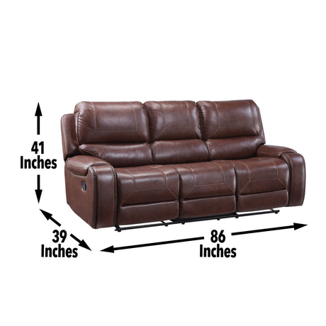 Keily Brown Reclining Sofa with Drop-Down Table from Steve Silver - Luna Furniture
