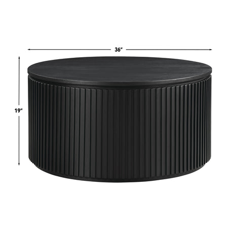 Colvin 36″ Round Castered Coffee Table, Black Finish from Steve Silver - Luna Furniture