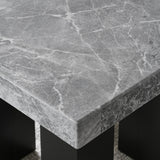 Artemis Gray Square Marble Top 9-Piece Counter Height Dining Set with White Vegan Leather Chairs