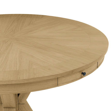 Rylie 48-inch Round Counter Dining Table with 4 Drawers, Natural Finish from Steve Silver - Luna Furniture