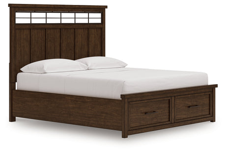 Taffenbrook Medium Brown California King Panel Storage Bed from Ashley Furniture - Luna Furniture