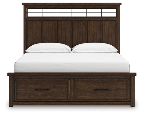Taffenbrook Medium Brown California King Panel Storage Bed from Ashley Furniture - Luna Furniture