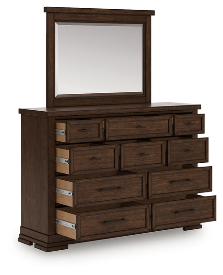 Taffenbrook Medium Brown Dresser and Mirror from Ashley - Luna Furniture
