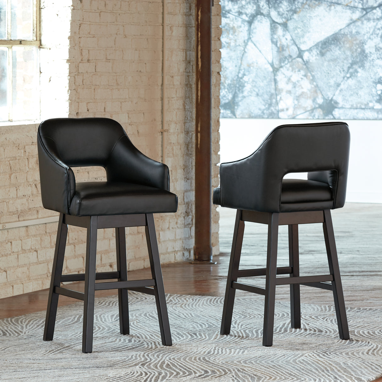 Tallenger 2-Piece Bar Stool in Black/Dark Brown from Ashley - Luna Furniture