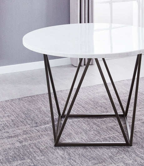 Ramona White Marble Top 44 inch Round Dining Table from Steve Silver - Luna Furniture