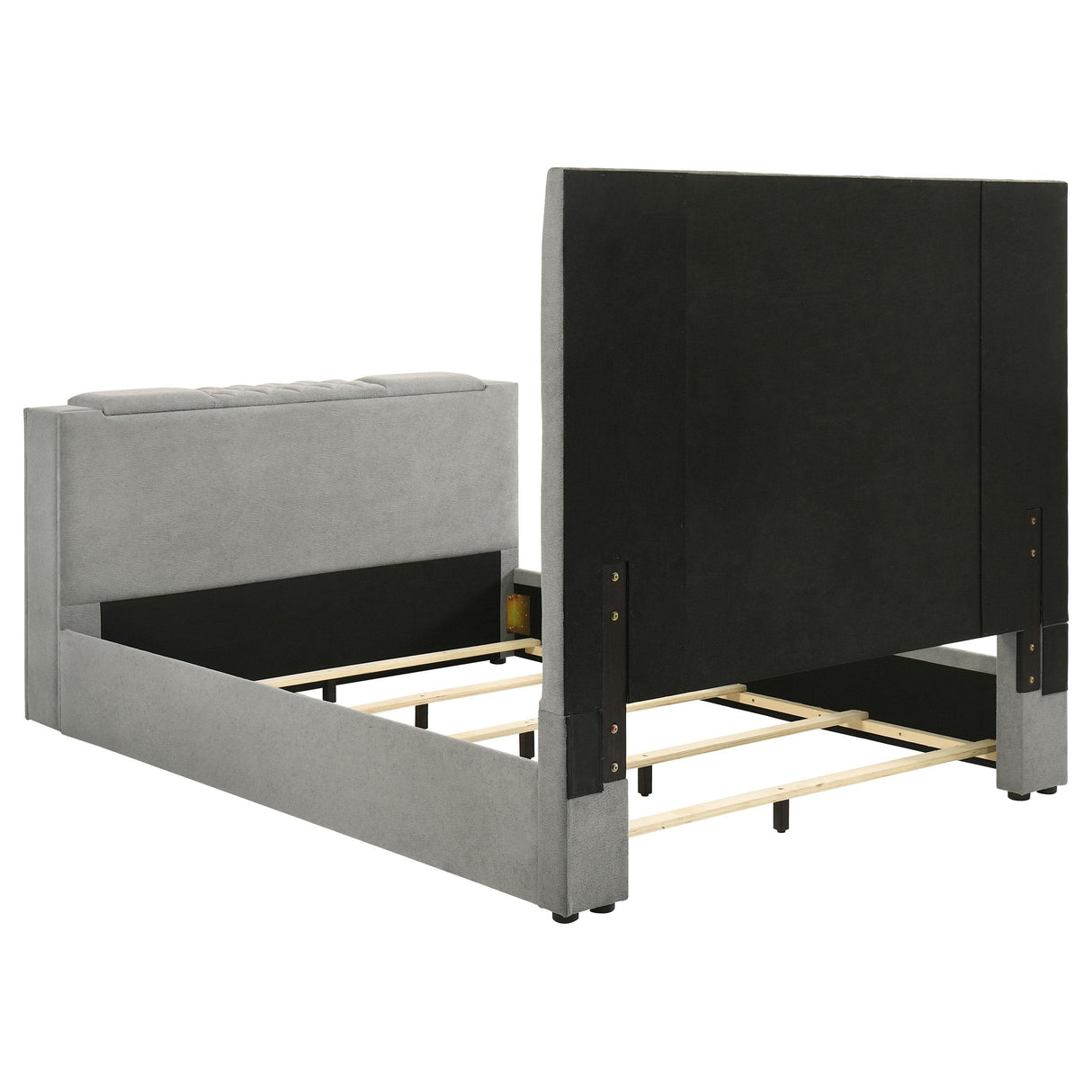 Tara Gray 61-inch Upholstered Queen Panel TV Bed from Coaster - Luna Furniture