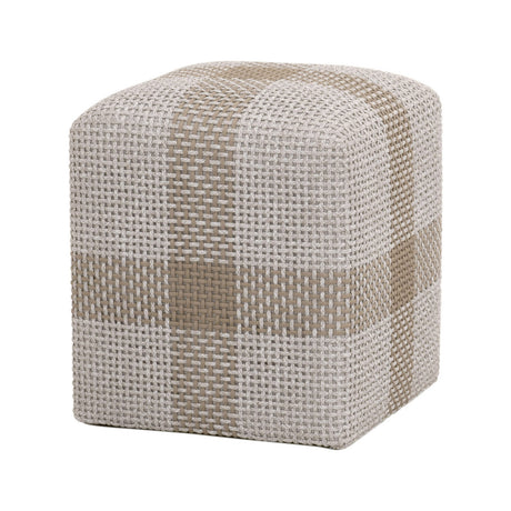 Cross Accent Cube in Taupe & White Flat Rope, Taupe Stripe from Essentials For Living - Luna Furniture