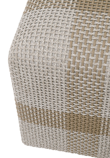 Cross Accent Cube in Taupe & White Flat Rope, Taupe Stripe from Essentials For Living - Luna Furniture