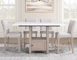 Taylor Tan 5-Piece Faux-Marble Counter Height Dining Set from Steve Silver - Luna Furniture