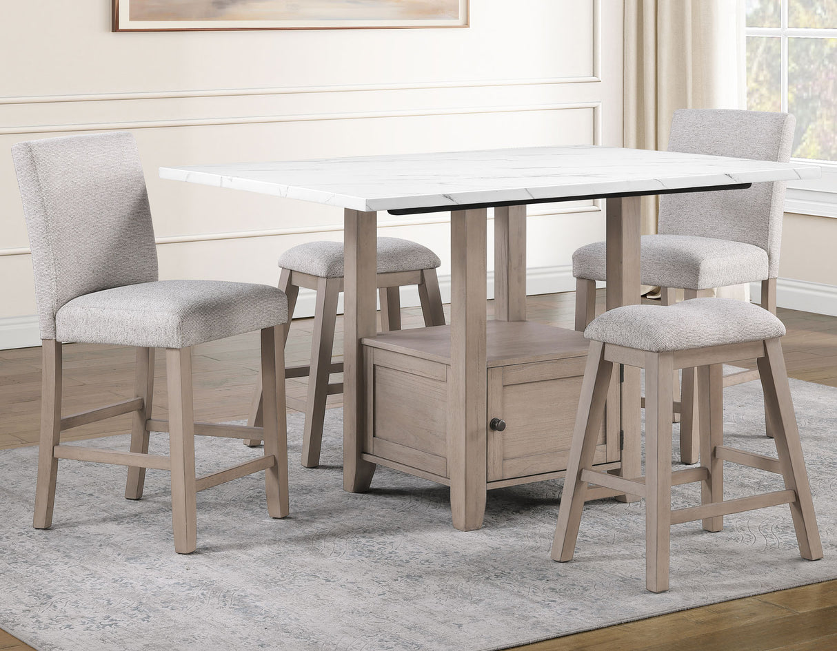 Taylor 5-Piece Faux-Marble Counter Dining Set from Steve Silver - Luna Furniture