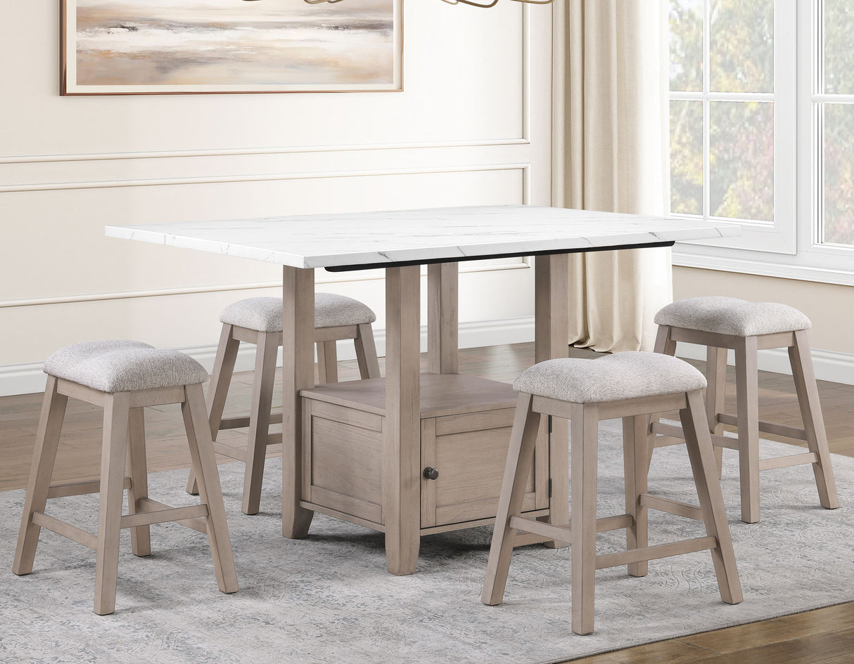 Taylor Tan Faux-Marble Counter Height Set with Stools from Steve Silver - Luna Furniture