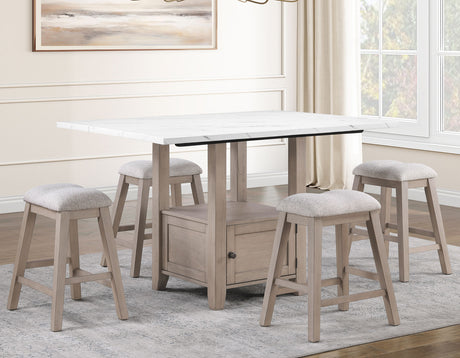 Taylor 5-Piece Faux-Marble Counter Dining Set from Steve Silver - Luna Furniture
