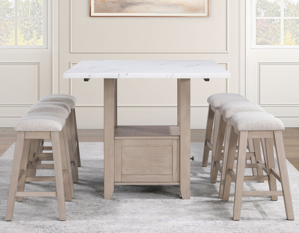 Taylor Tan Faux-Marble Counter Height Set with Stools from Steve Silver - Luna Furniture