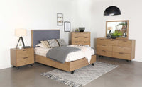 Taylor Light Honey Brown/Gray Upholstered Panel Bedroom Set