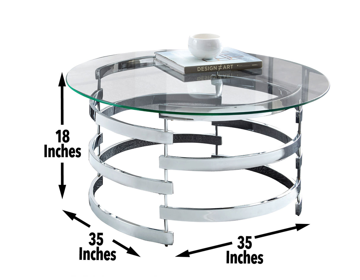 Tayside Chrome Glass Top Cocktail Table from Steve Silver - Luna Furniture