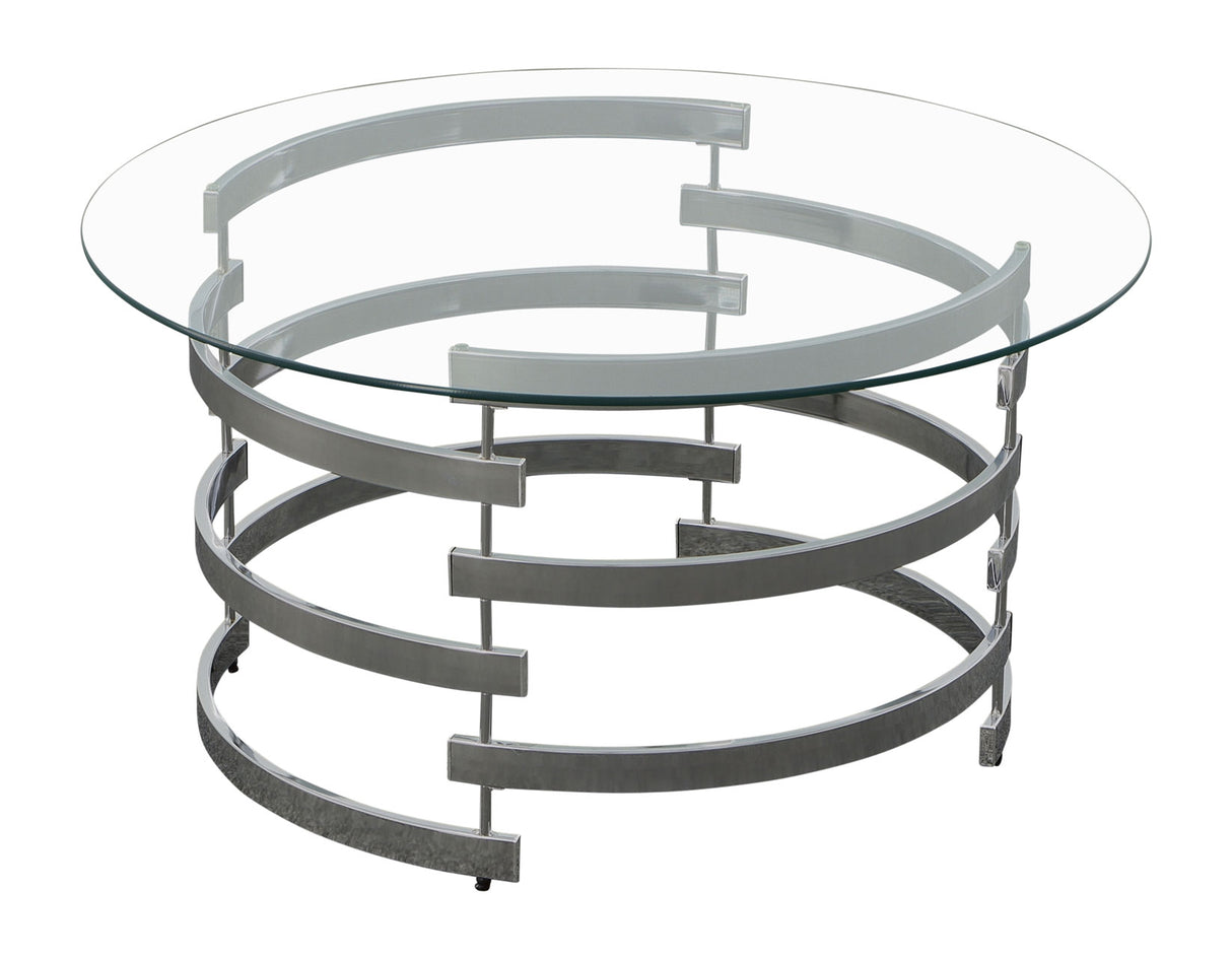 Tayside Chrome Glass Top Cocktail Table from Steve Silver - Luna Furniture