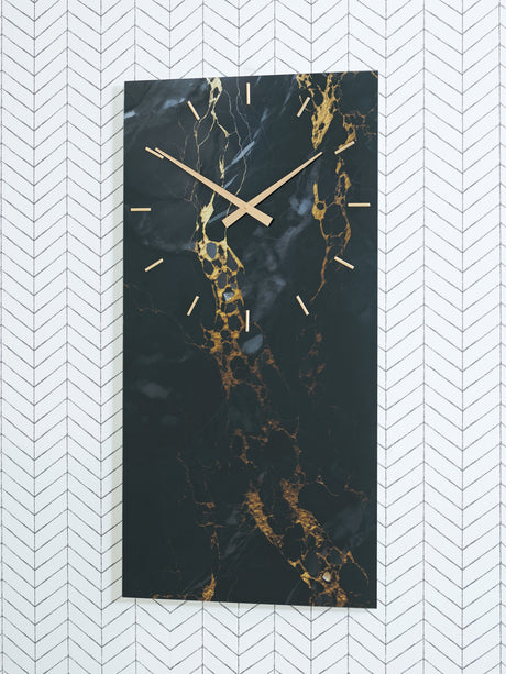 Teague Black/Gold Finish Wall Clock from Ashley - Luna Furniture