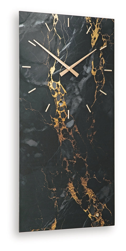 Teague Black/Gold Finish Wall Clock from Ashley - Luna Furniture